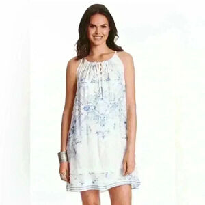 Odd Molly dress sleeveless white blue patterned flowy women's sz 2